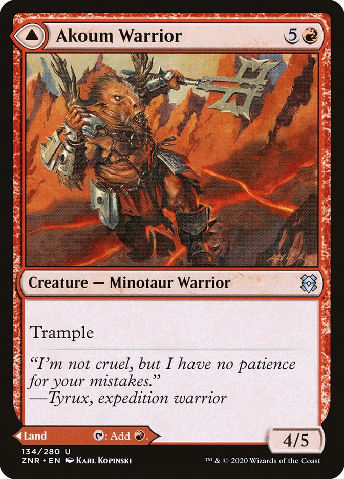 Akoum Warrior // Akoum Teeth 134/280 (Zendikar Rising)  - Foil