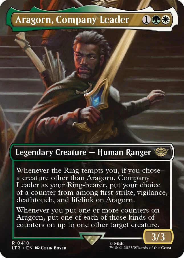Aragorn, Company Leader 410/281 (Universes Beyond: The Lord of the Rings: Tales of Middle-earth)  - Borderless Foil