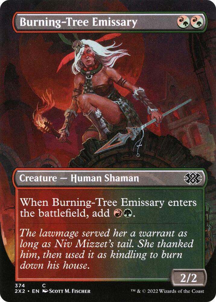 Burning Tree Emissary Borderless 374 (Double Masters 2022)