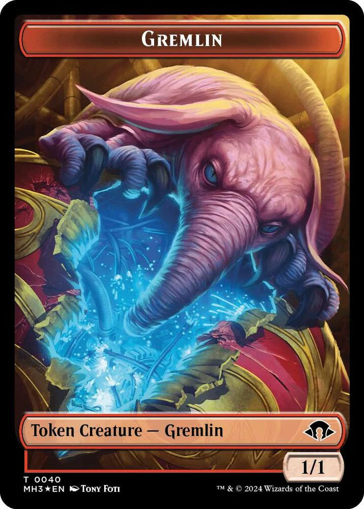 Gremlin Ripple Foil Copy Double Sided Token 23 // 1 (Modern Horizons 3)  - Foil