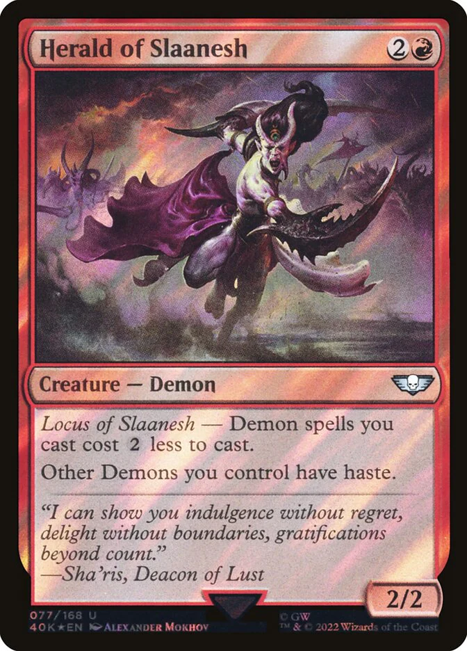 Herald of Slaanesh 77โ
/617 (Universes Beyond: Warhammer 40,000) - Surge Foil