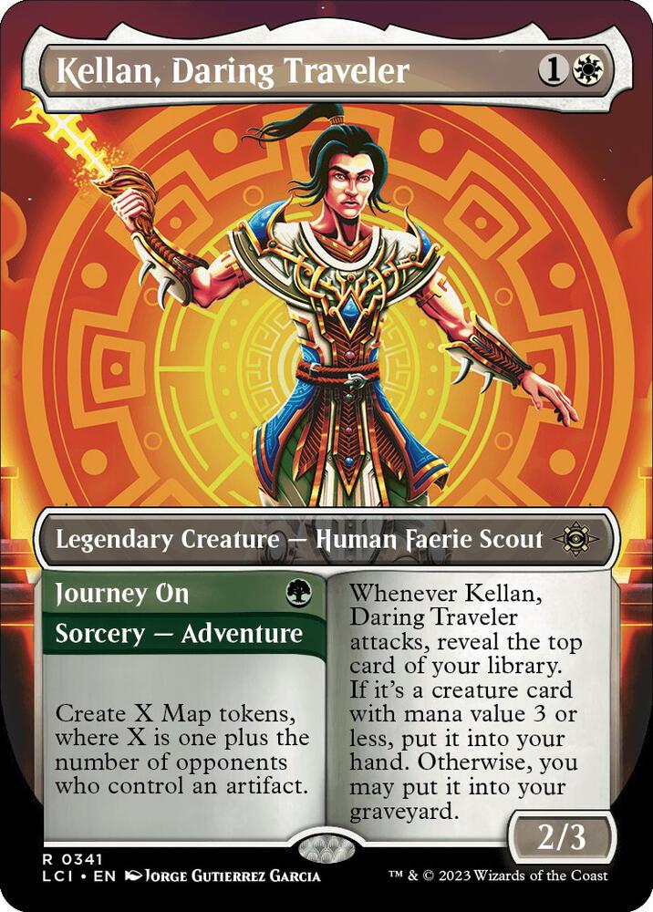 Kellan, Daring Traveler // Journey On 341/291 (The Lost Caverns of Ixalan)  - Borderless Foil