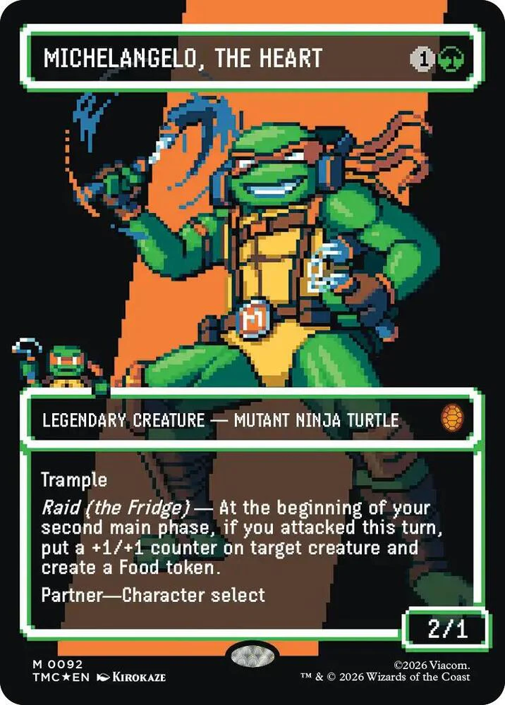 Michelangelo the Heart Borderless  92/0 (Commander: Teenage Mutant Ninja Turtles)  - Surge Foil