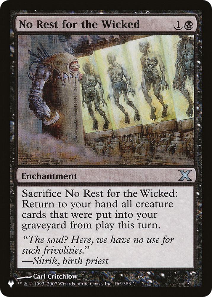 No Rest for the Wicked 10E-165/5075 (The List Reprints)