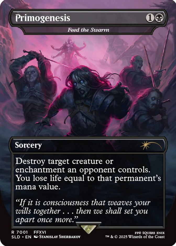 Primogenesis // Feed the Swarm 7001/1 (Secret Lair Drop Series)  - Borderless Rainbow Foil