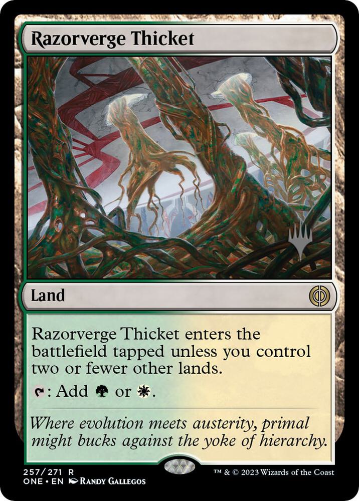 Razorverge Thicket 257p/160 (Promo Pack: Phyrexia: All Will Be One)  - Foil