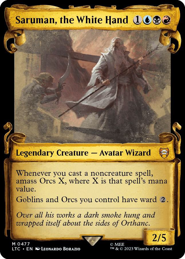 Saruman the White Hand Showcase Scrolls 477 (Commander: The Lord of the Rings: Tales of Middle-earth)  - Showcase Scroll Foil