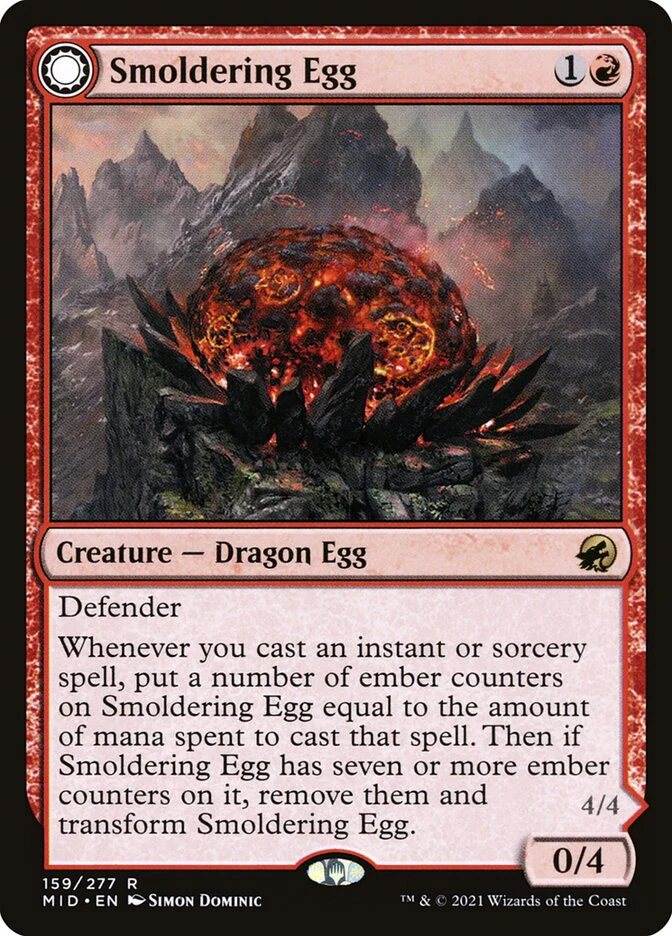 Smoldering Egg // Ashmouth Dragon 159/277 (Innistrad: Midnight Hunt)