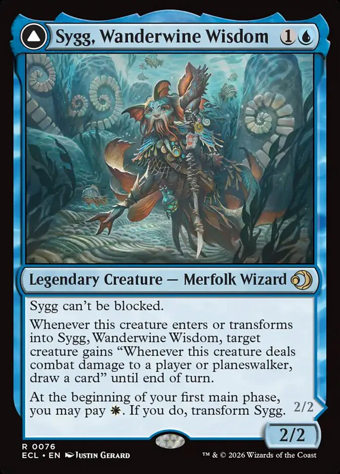 Sygg, Wanderwine Wisdom // Sygg, Wanderbrine Shield 76 (Lorwyn Eclipsed)