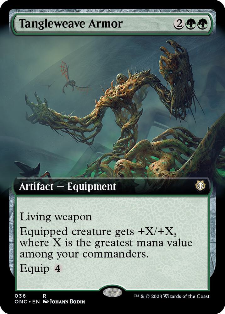 Tangleweave Armor 36/28 (Commander: Phyrexia: All Will Be One)  - Extended Art Foil