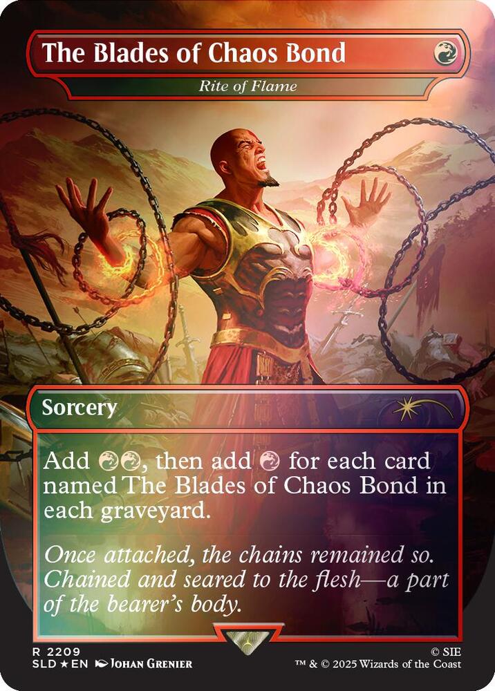 The Blades of Chaos Bond // Rite of Flame 2209 (Secret Lair Drop Series)  - Borderless Rainbow Foil