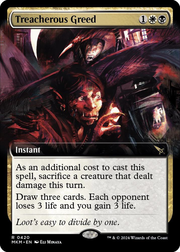 Treacherous Greed 420/286 (Murders at Karlov Manor)  - Extended Art Foil