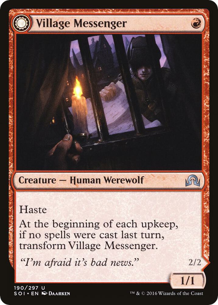 Village Messenger // Moonrise Intruder 190/297 (Shadows over Innistrad)