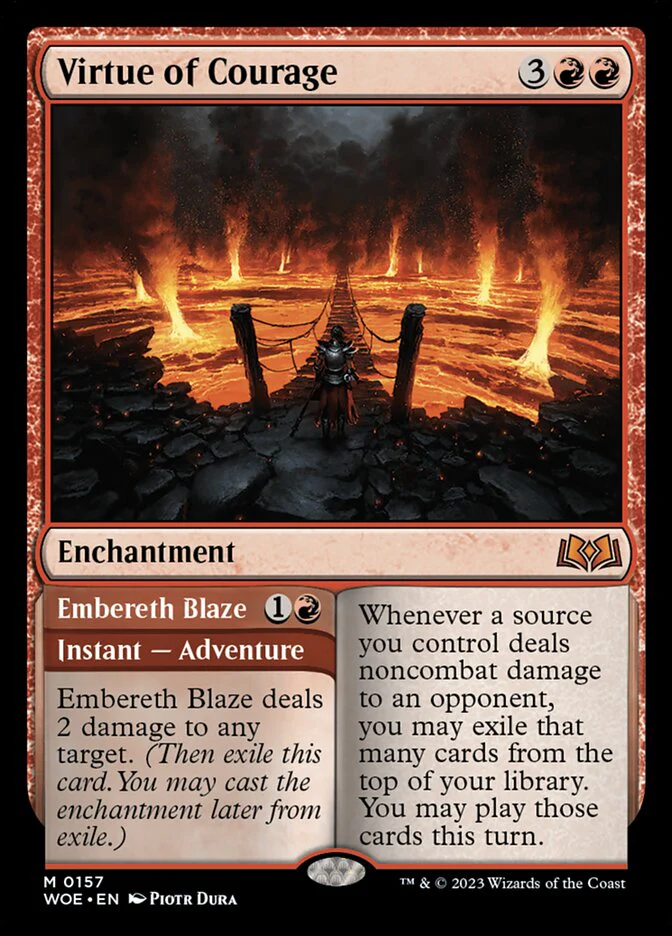 Virtue of Courage // Embereth Blaze 157/276 (Wilds of Eldraine)  - Foil