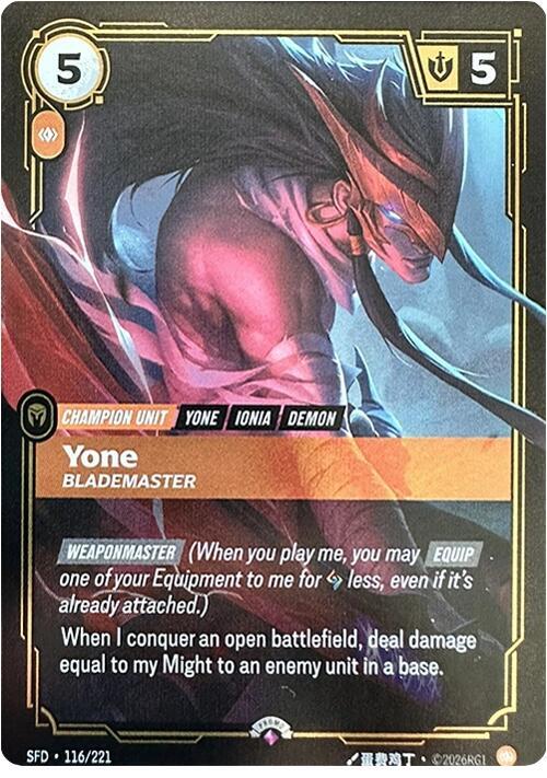 Yone Blademaster 116/221 (Riftbound Organized Play Promotional Cards)